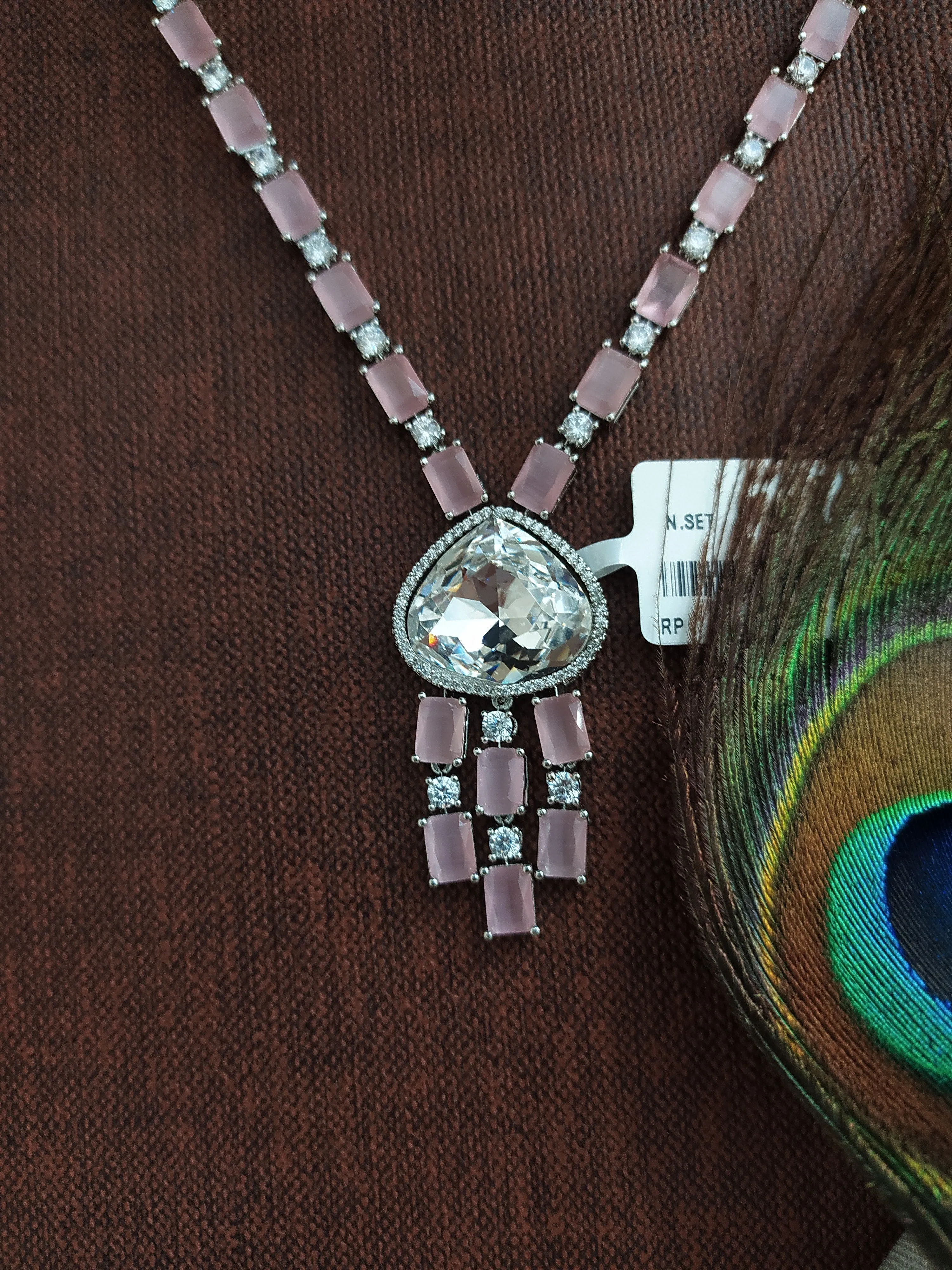 Delicate Grace - Single Layer Zircon Necklace Sets (Baby Pink & Violet)