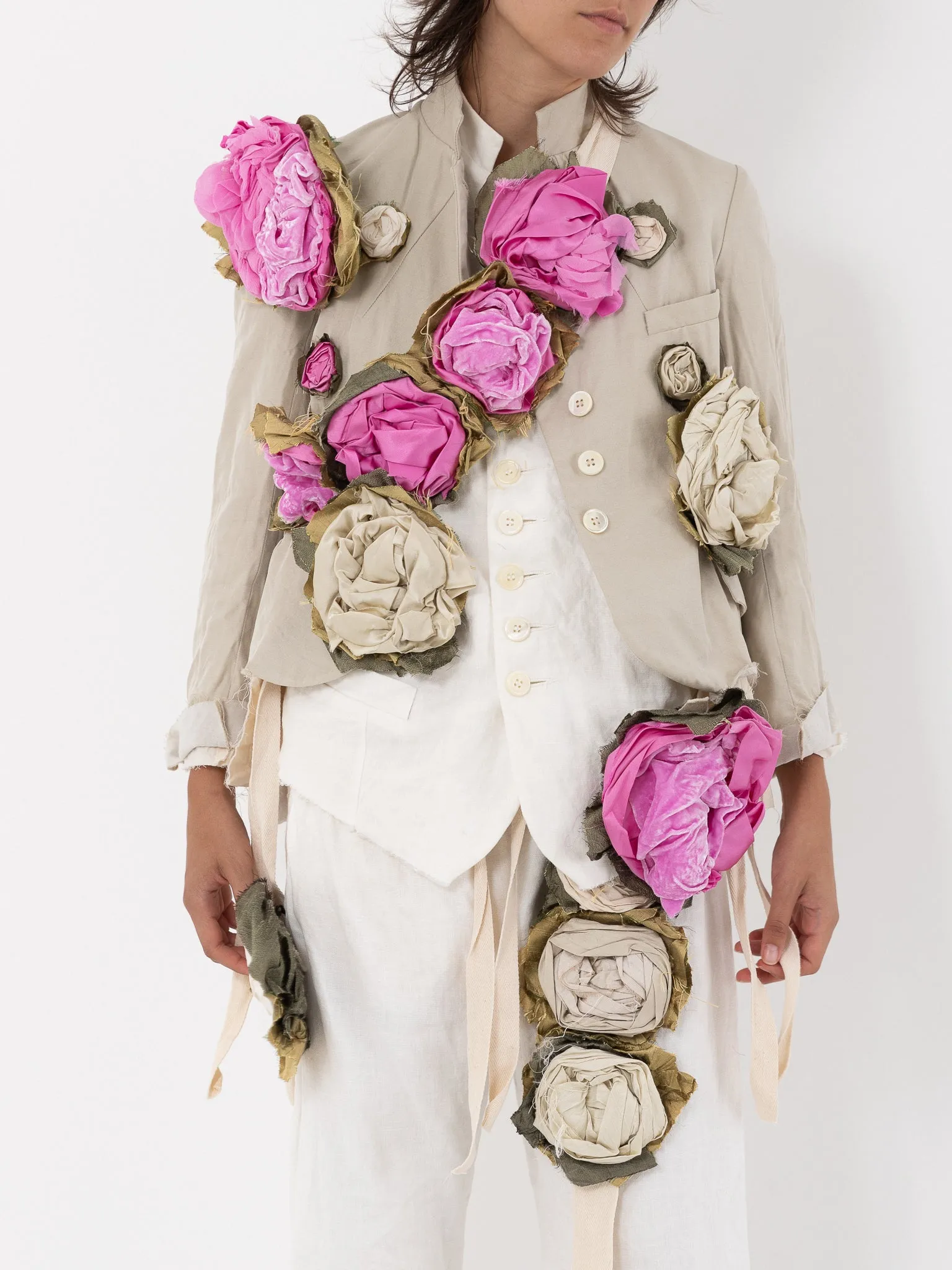 Elena Dawson Large Mophead Brooch, Pink Mixed Silk