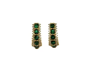 Emerald and Diamond 6 Bar Earrings
