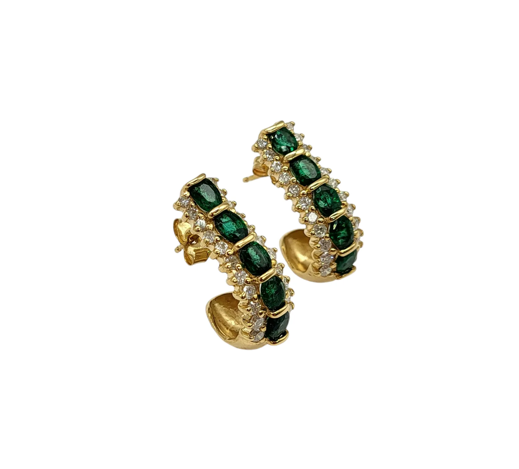 Emerald and Diamond 6 Bar Earrings