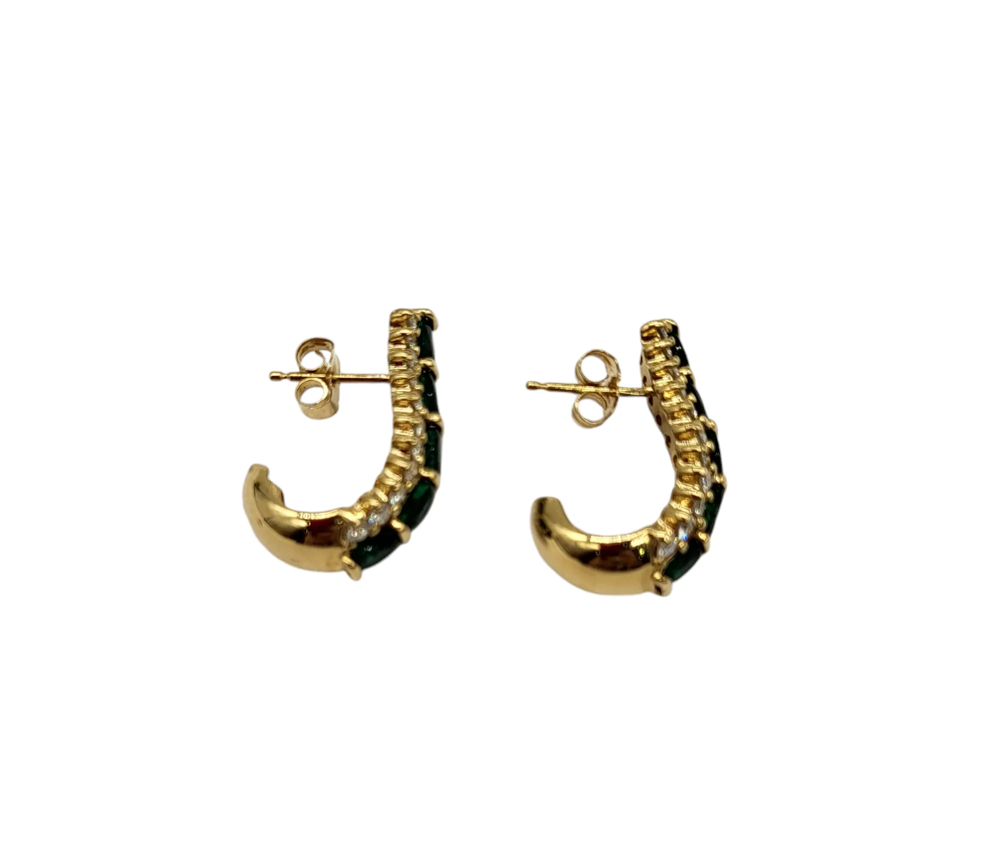 Emerald and Diamond 6 Bar Earrings