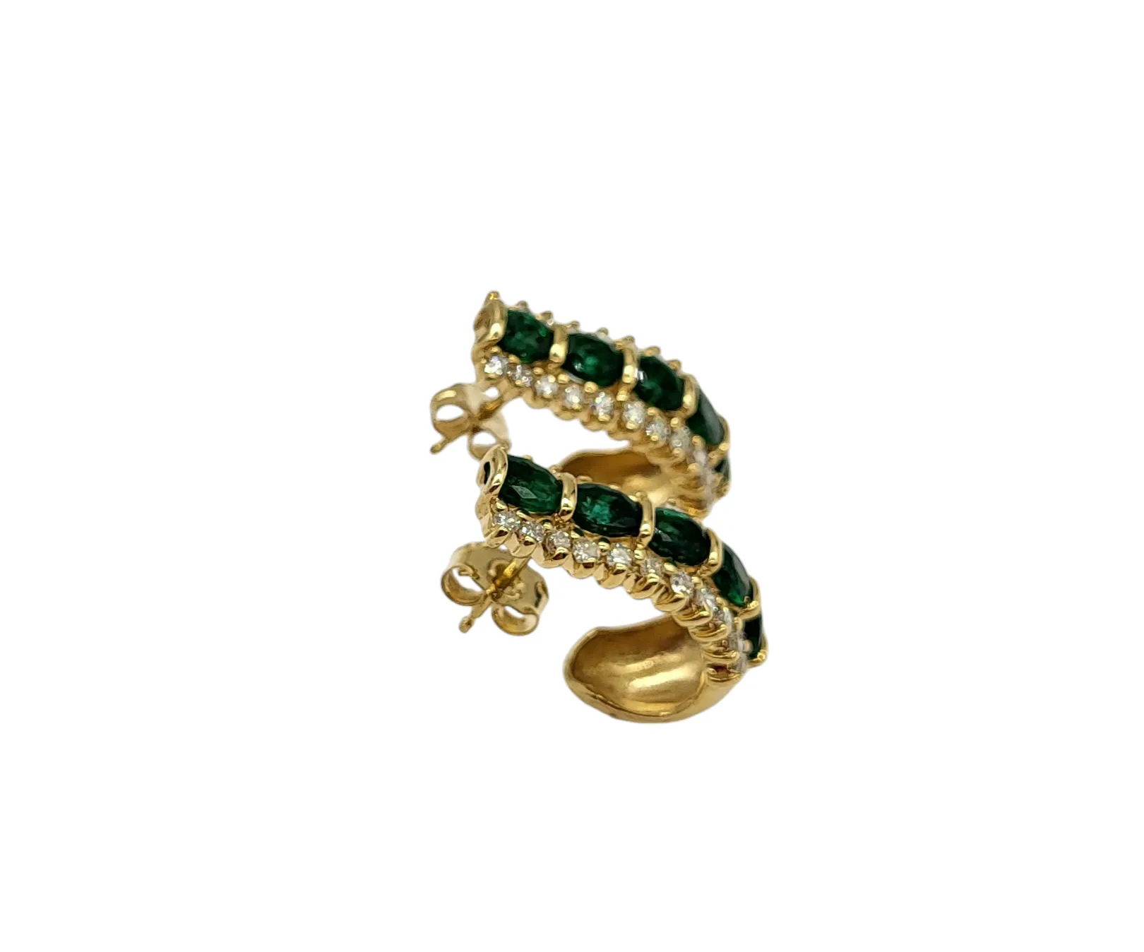 Emerald and Diamond 6 Bar Earrings