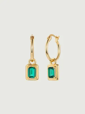 Emerald Cut Lab Grown Emerald Hoop Earrings