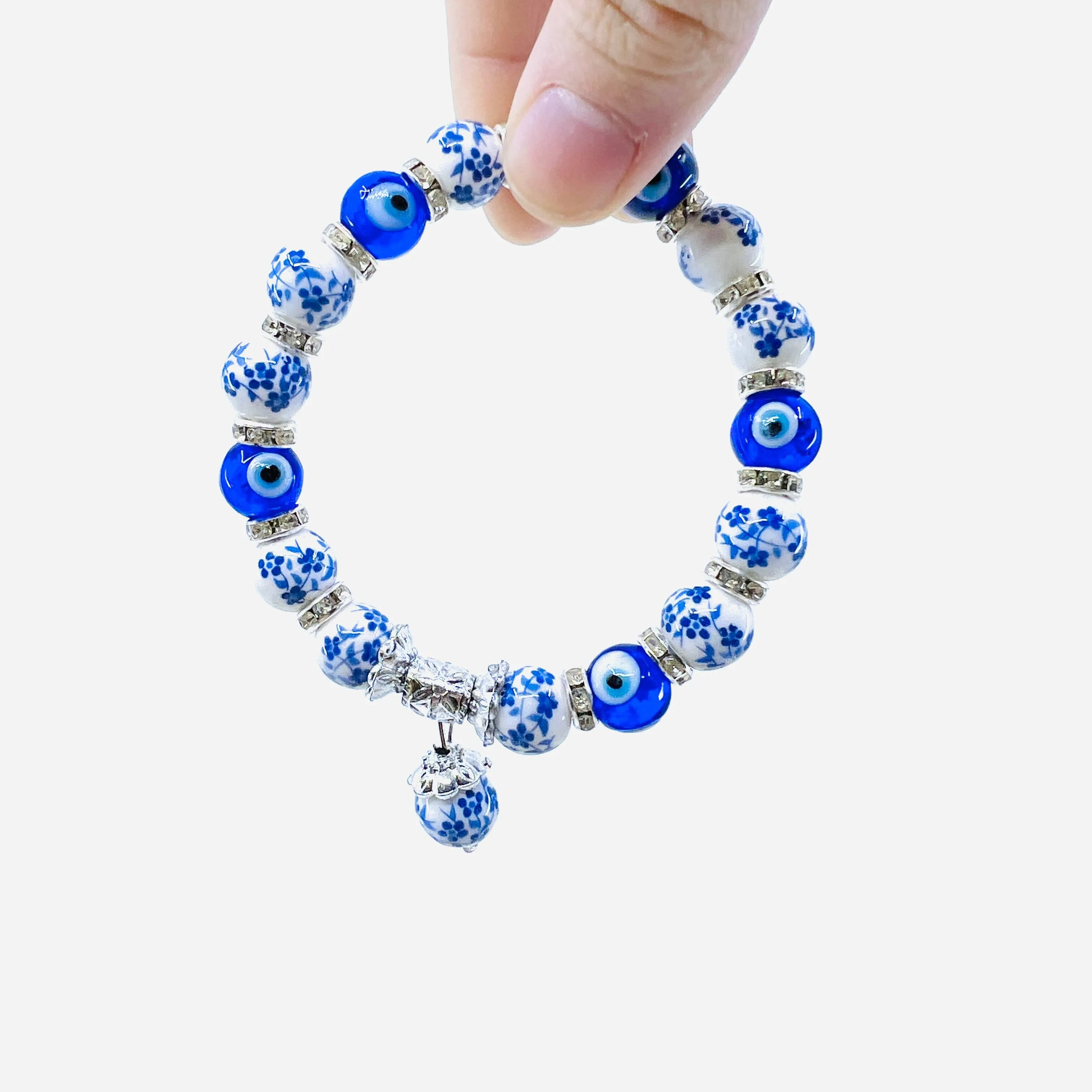 Evil Eye Dangle Glass Bead Bracelets