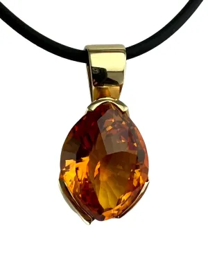 Fancy Cut Citrine Yellow Gold Pendant Necklace