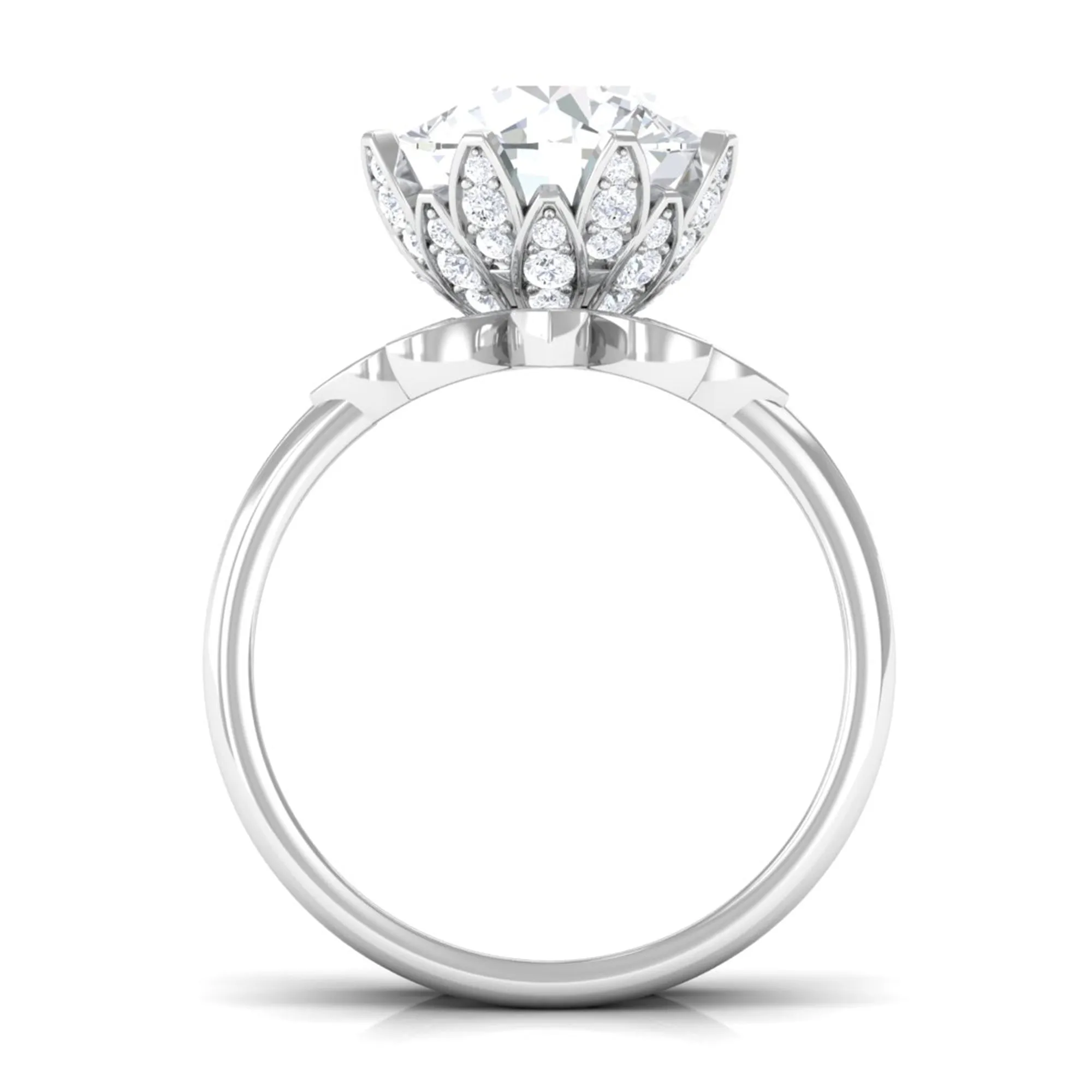 Floral Inspired Certified Moissanite Solitaire Engagement Ring Set
