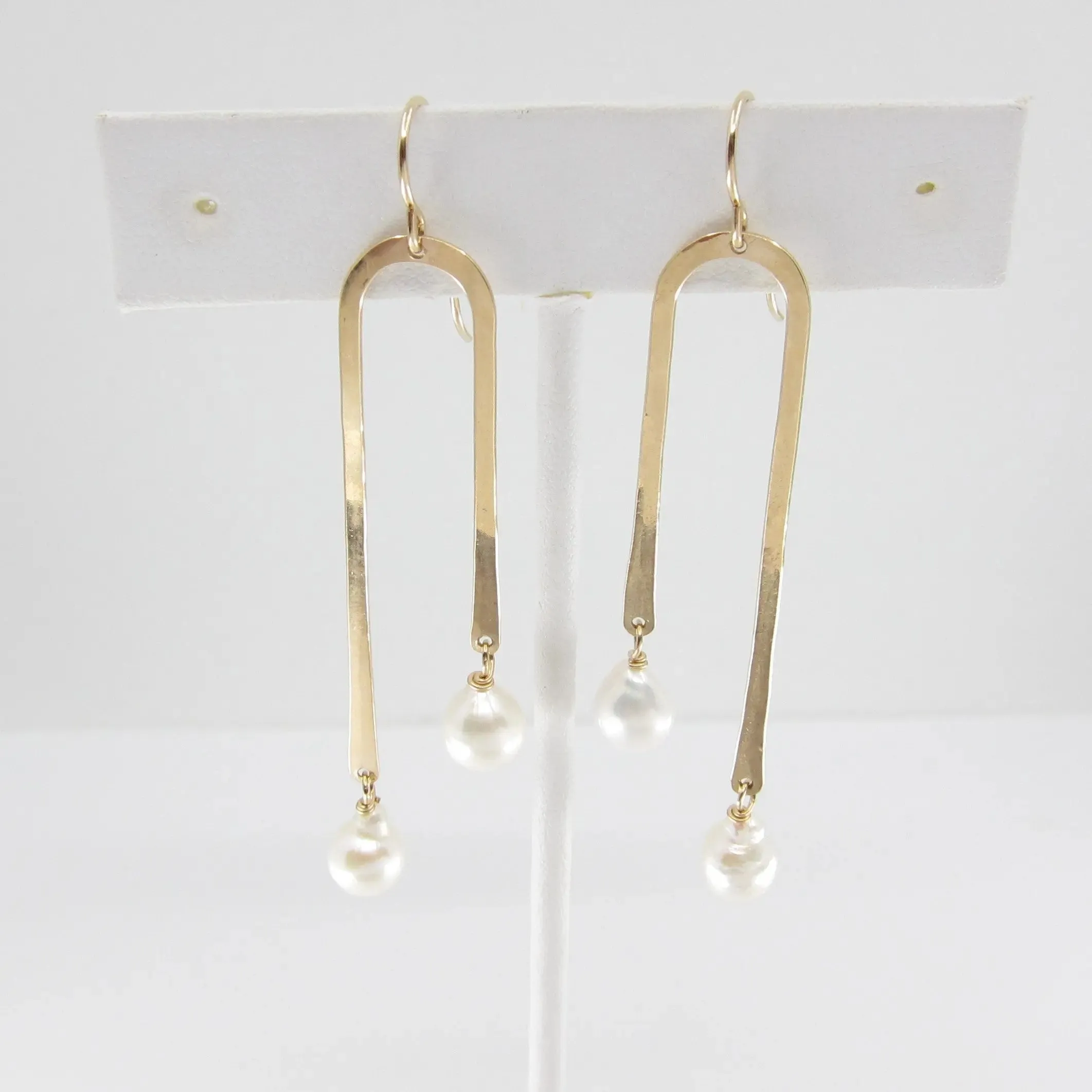 Forged Asymmetrical Arch Earring with Baby Baroque Pearl