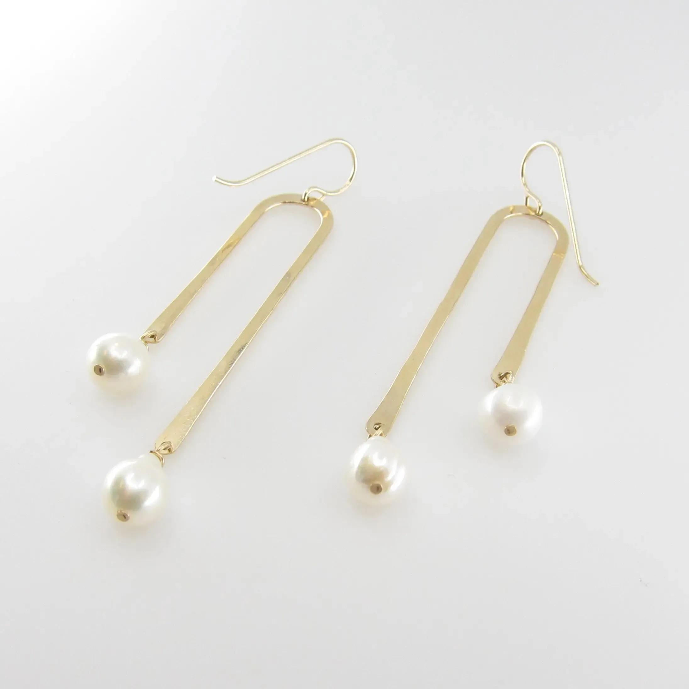 Forged Asymmetrical Arch Earring with Baby Baroque Pearl