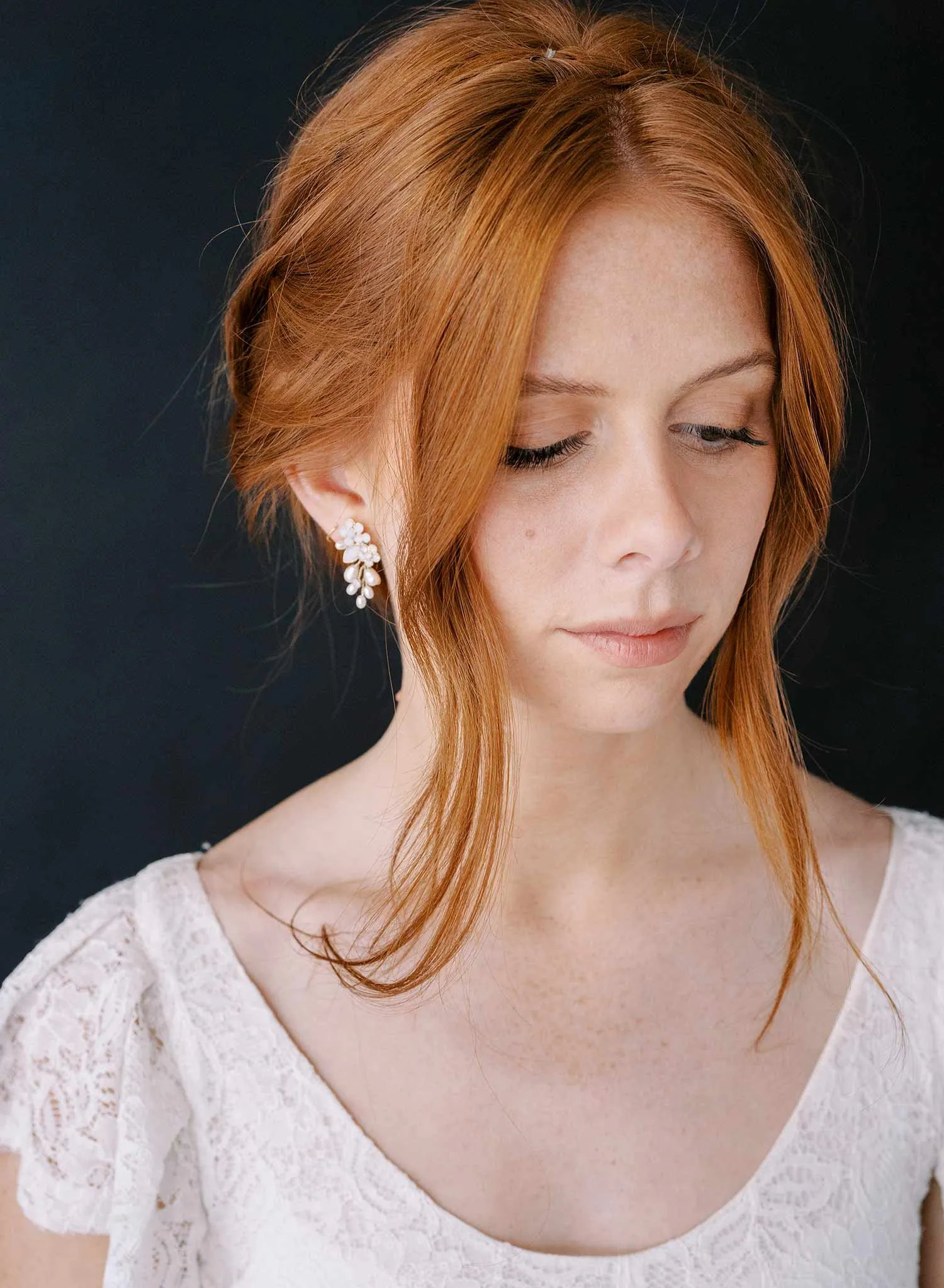 Freshwater pearl and crystal cluster earrings - Style #2301