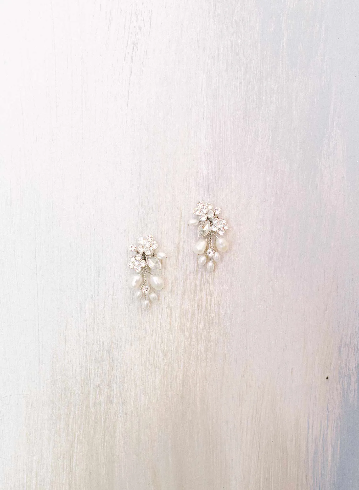 Freshwater pearl and crystal cluster earrings - Style #2301