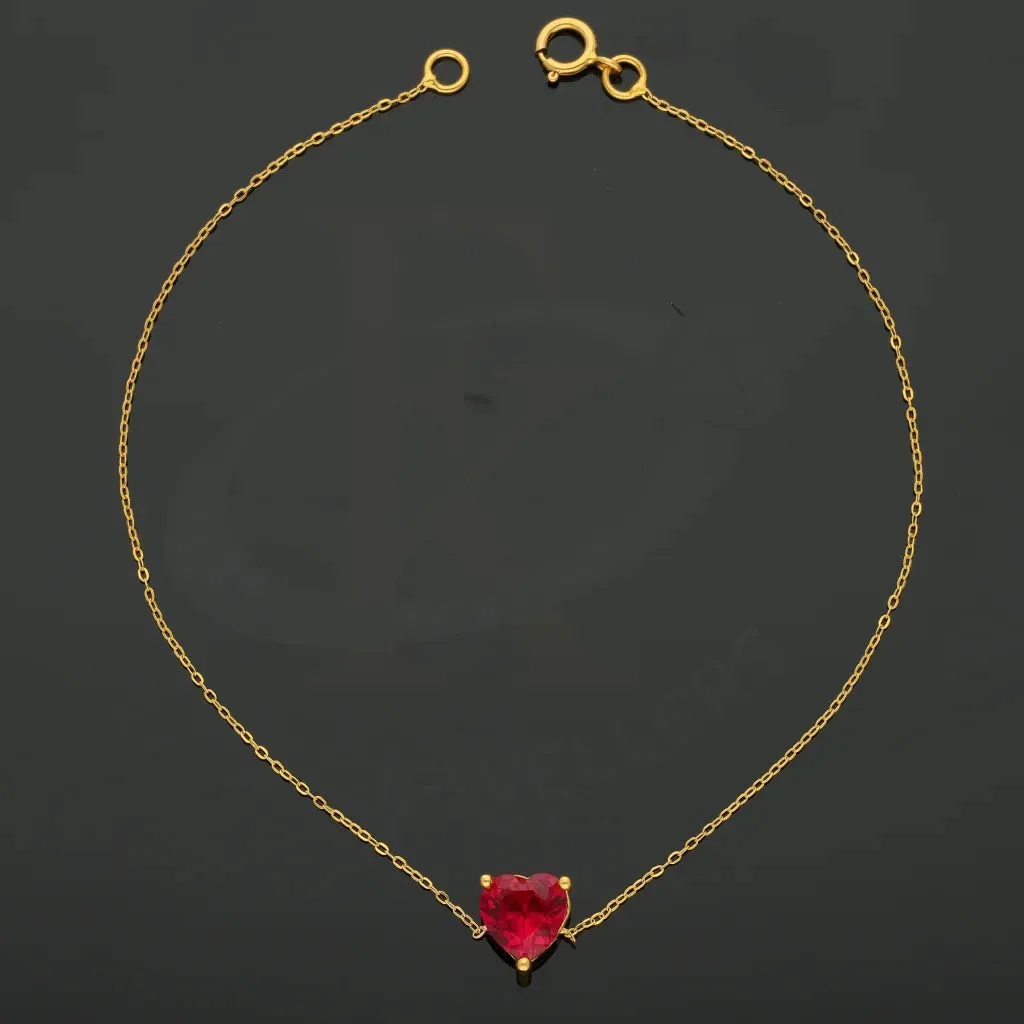 Gold Ruby Zirconia Heart Shaped Bracelet 21KT - FKJBRL21K2756