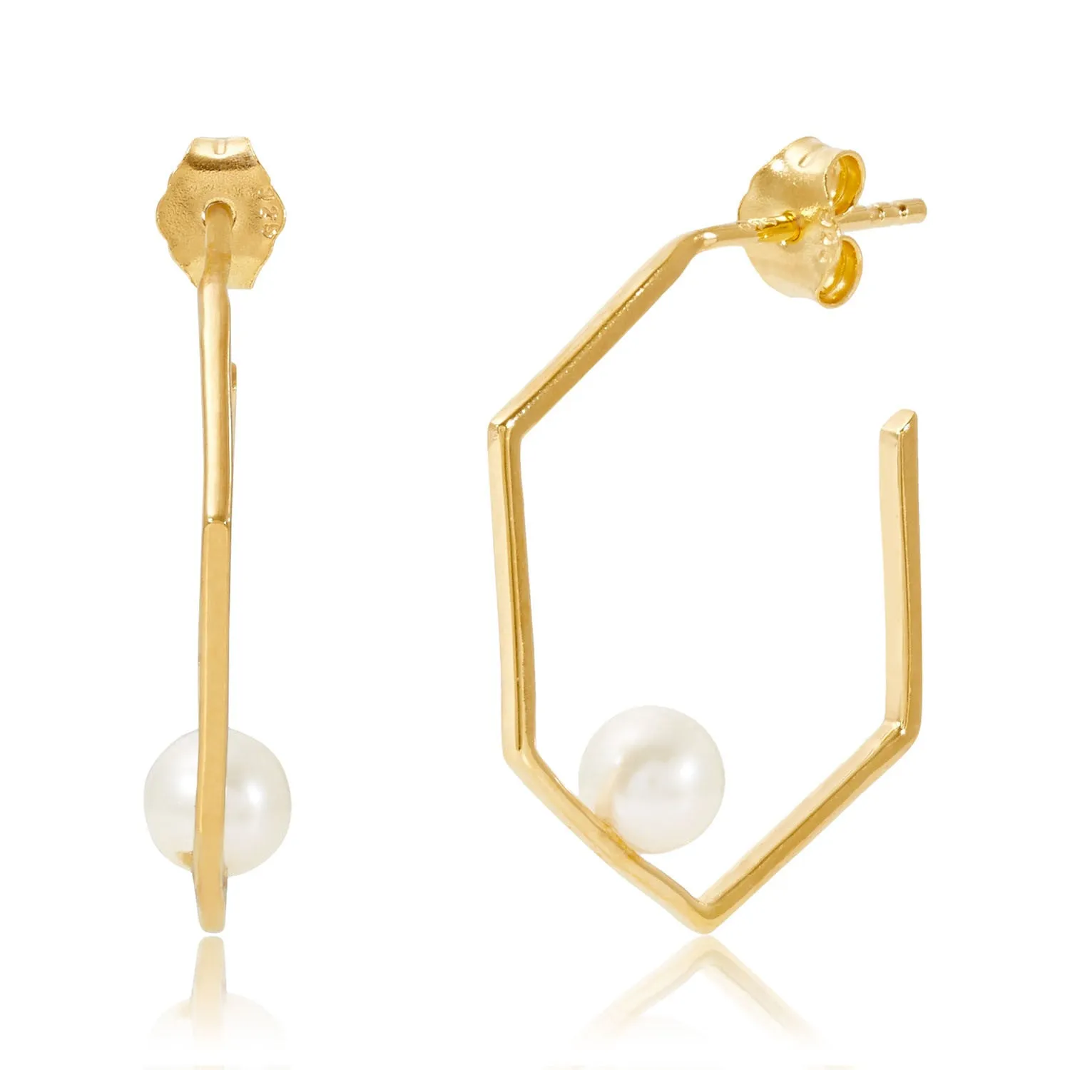 Gold White Pearl Earrings Minerva