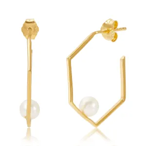 Gold White Pearl Earrings Minerva