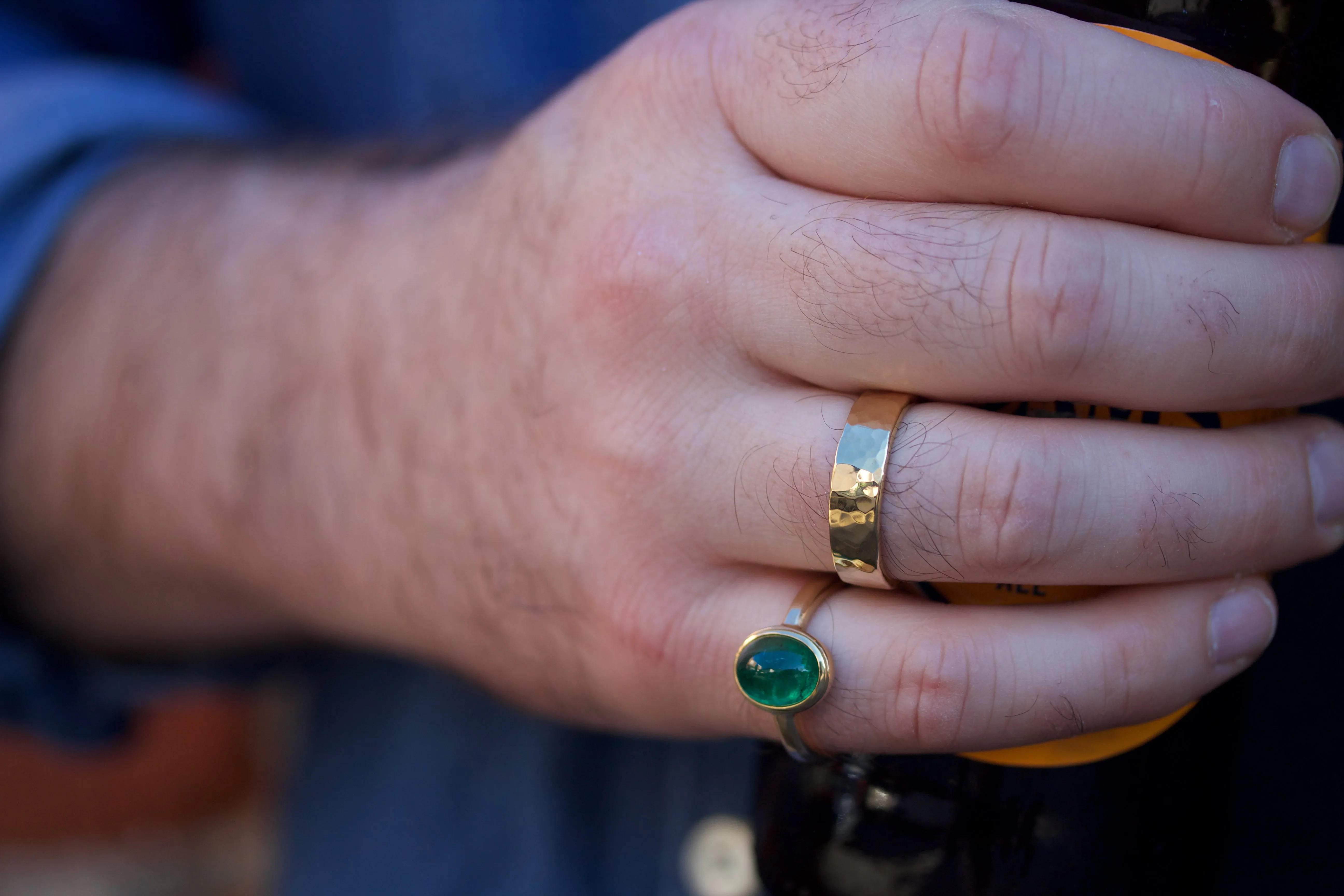 Hammered 18K Gold Band