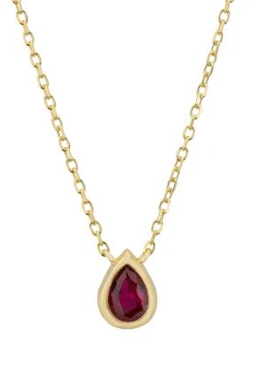 Harriett Mini Teardrop Ruby Pendant Necklace Gold