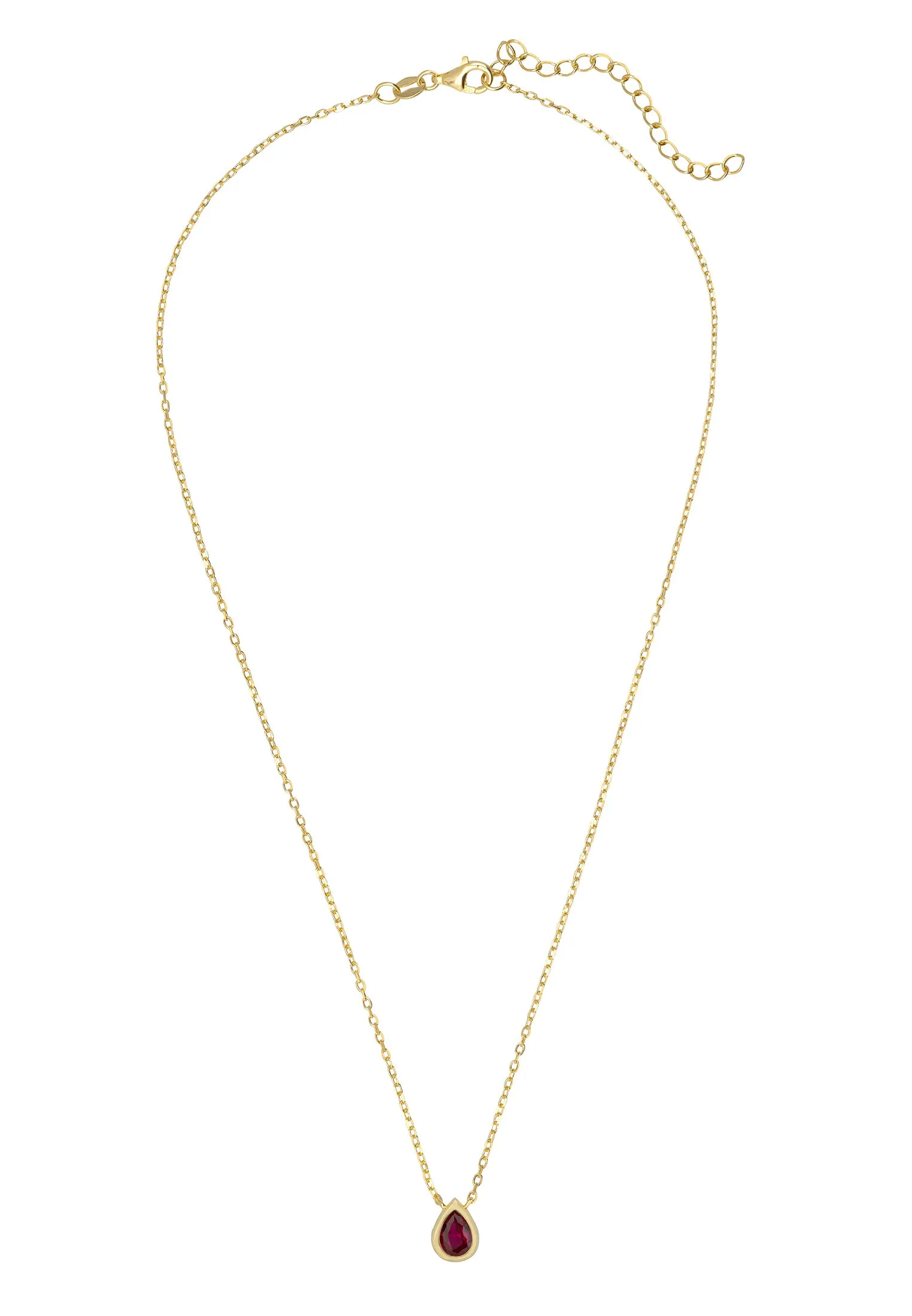 Harriett Mini Teardrop Ruby Pendant Necklace Gold