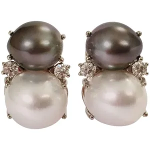 Large GUM DROP™ Earrings with South Sea Pearls and Diamonds