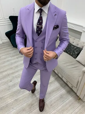 Light Purple Slim Fit Groom Wedding Suit for Men by GentWith