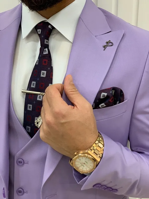 Light Purple Slim Fit Groom Wedding Suit for Men by GentWith