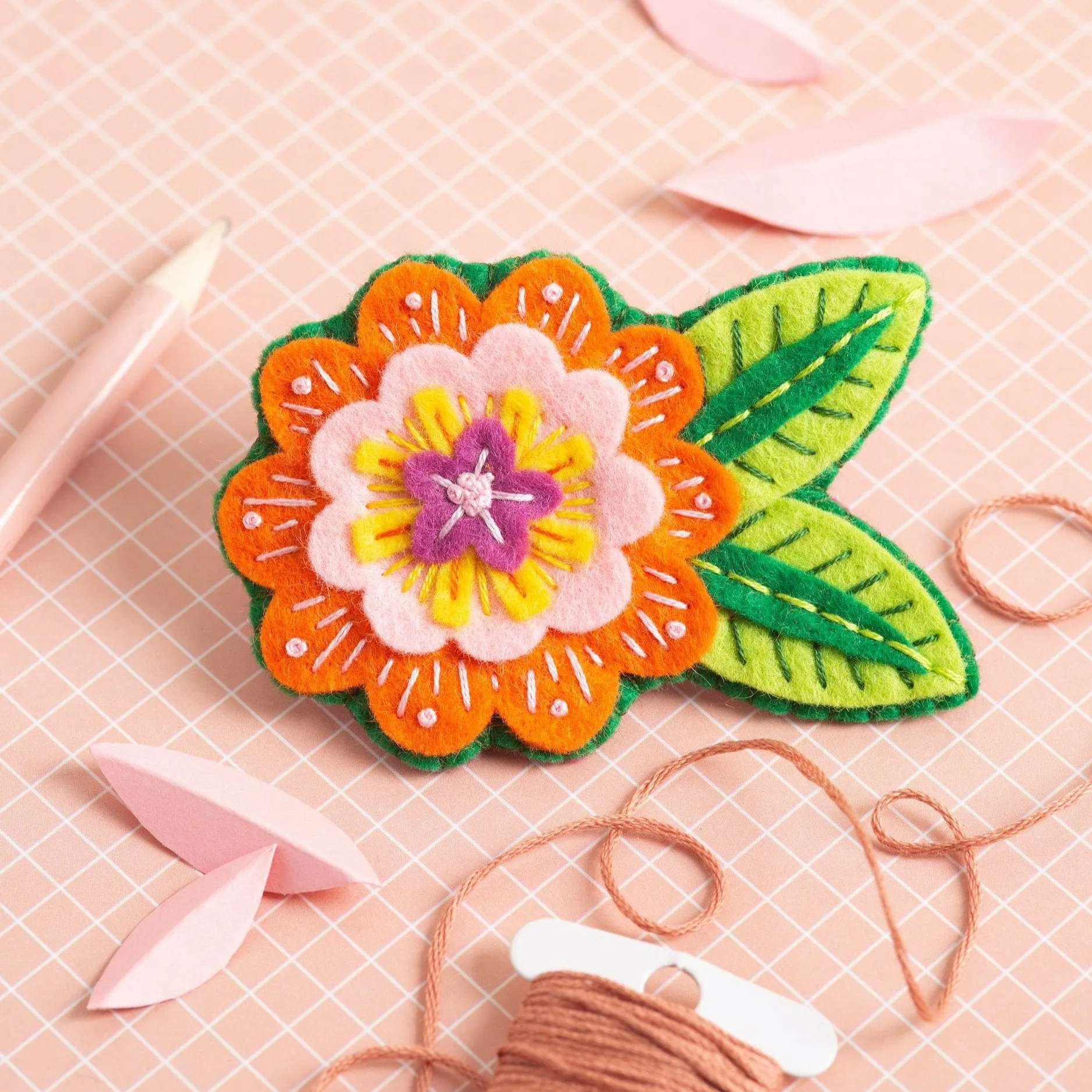 Margery Flower Felt Craft Brooch Kit