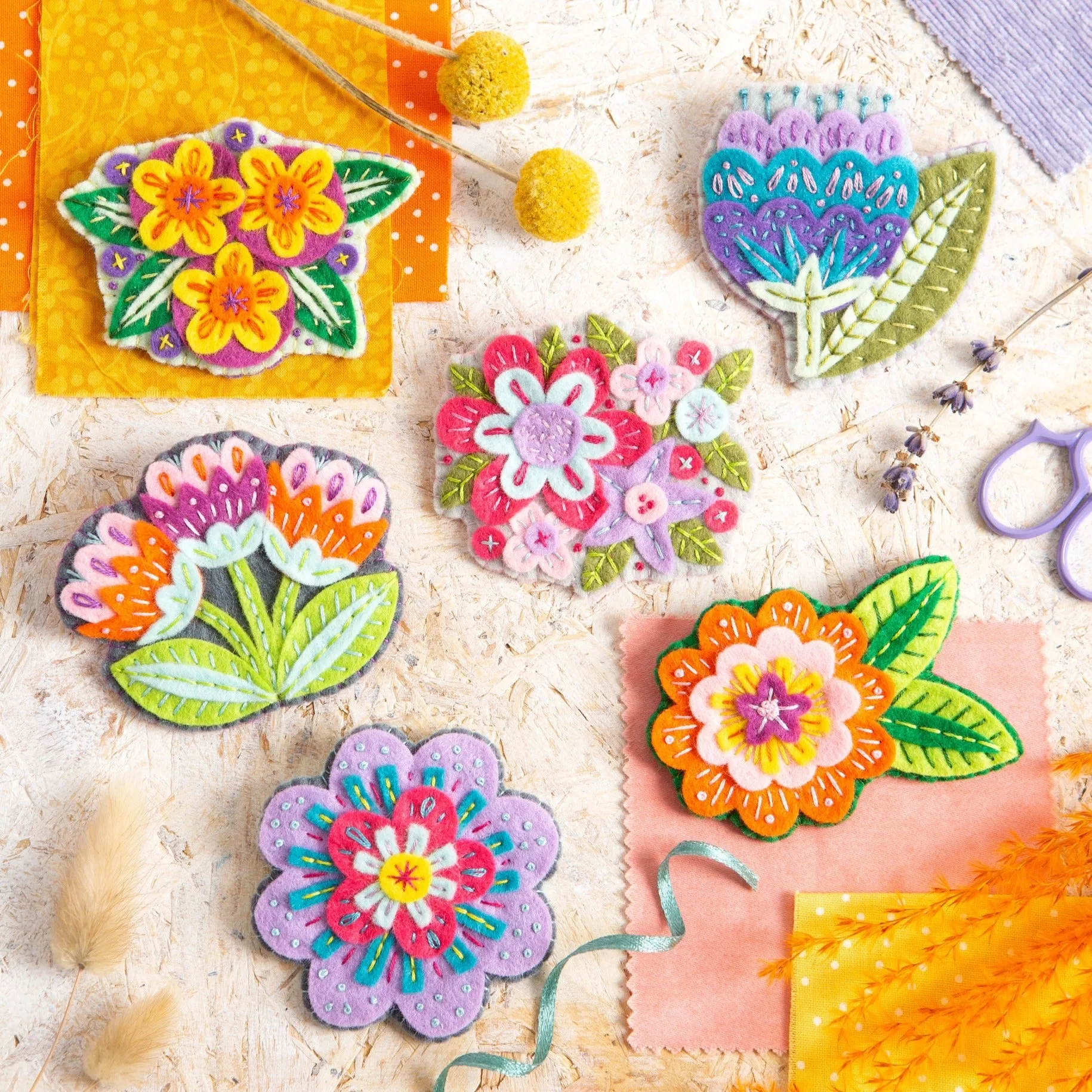 Margery Flower Felt Craft Brooch Kit