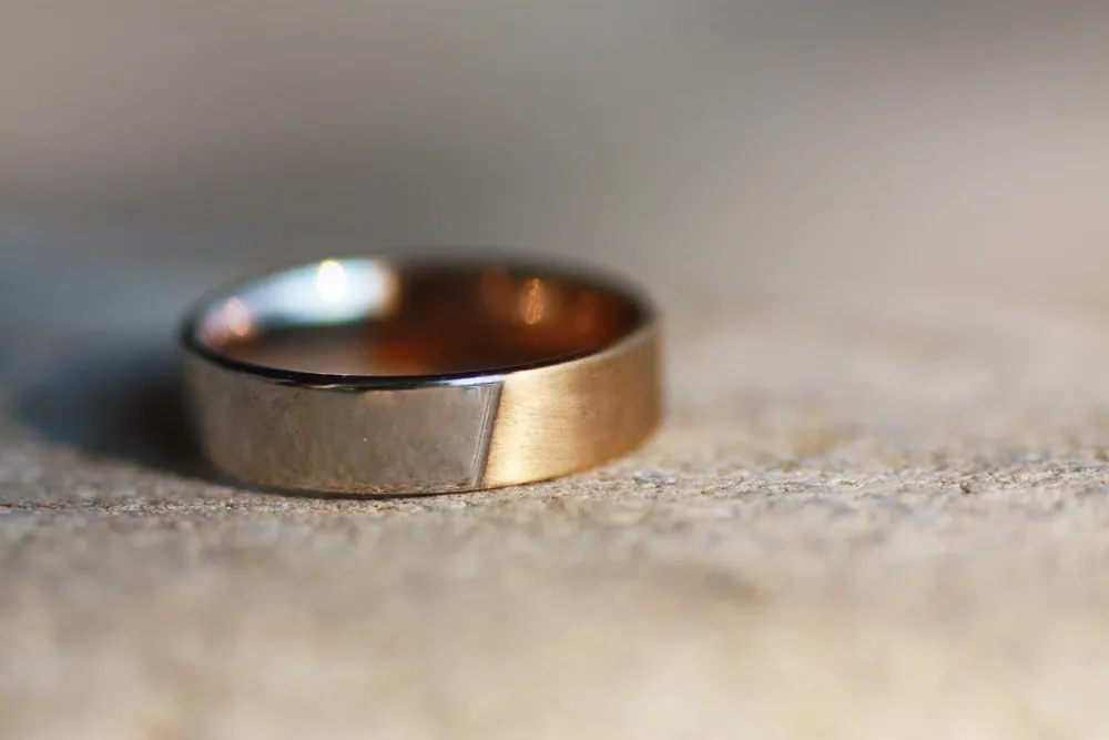 Mens Two tone Gold Wedding band