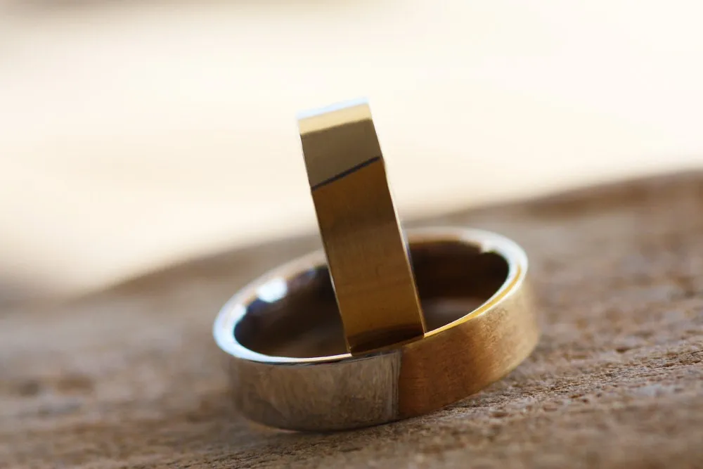 Mens Two tone Gold Wedding band