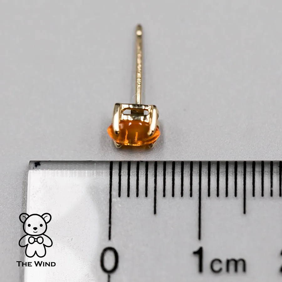 Mexican Fire Opal Stud Earrings in 14K Yellow Gold
