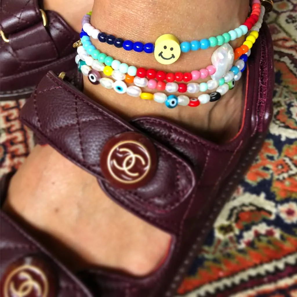 Mini Rice Freshwater Pearl Rainbow Bead Anklet