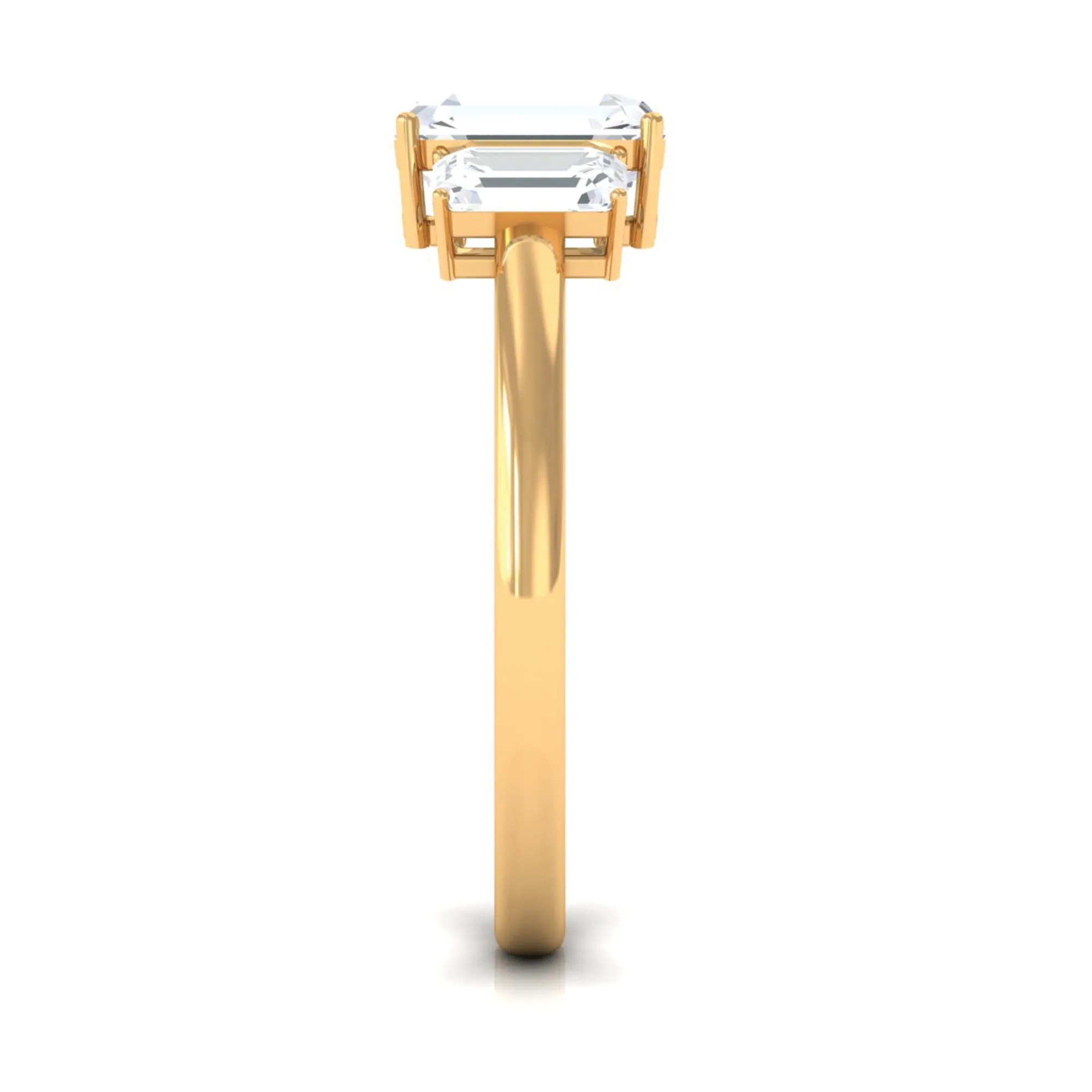 Octagon Shape Cubic Zirconia Three Stone Ring