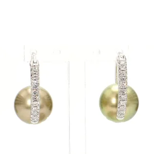 Pearl & Diamond Pave Hoop Earrings
