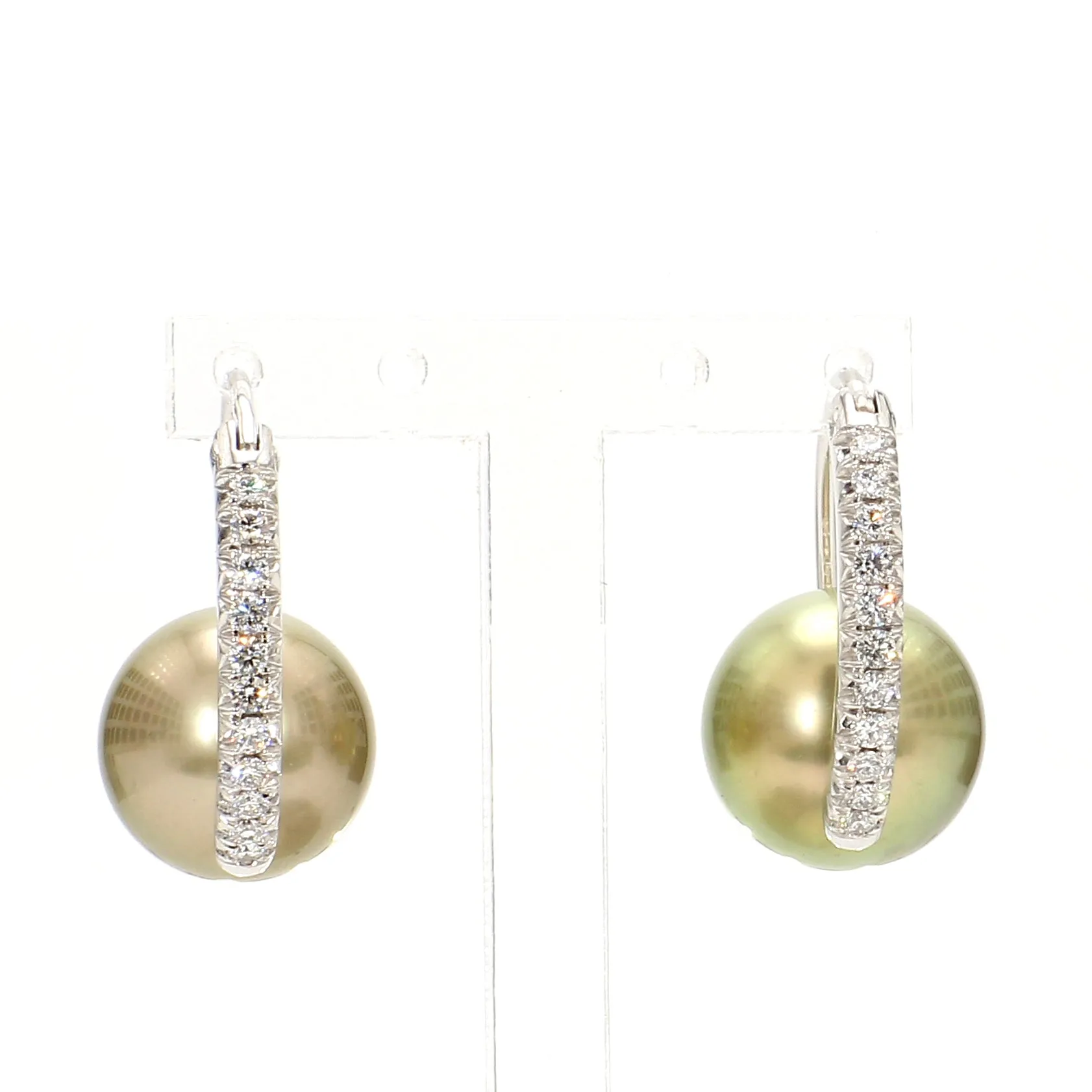 Pearl & Diamond Pave Hoop Earrings