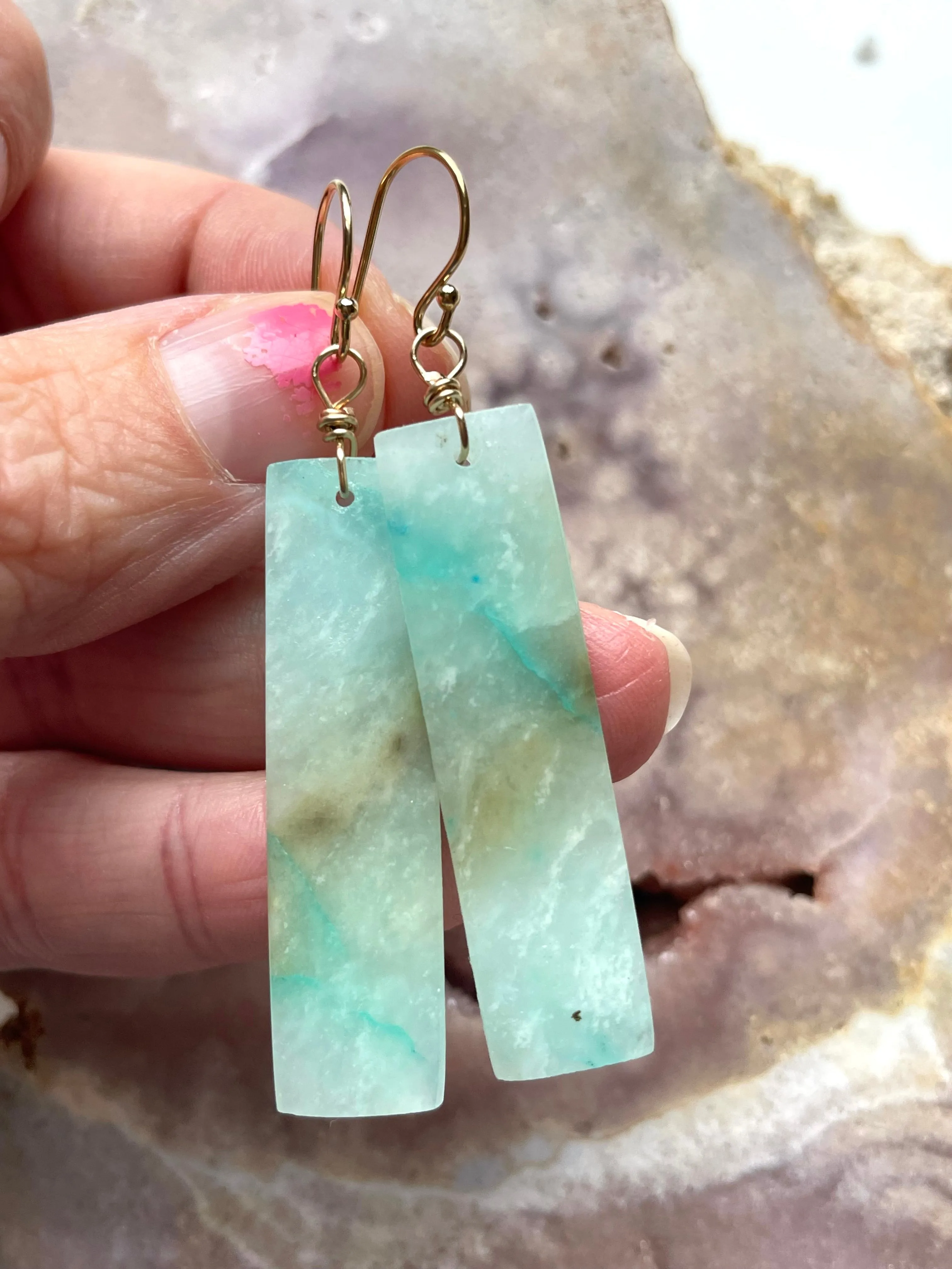 Peruvian Blue Opal Earrings