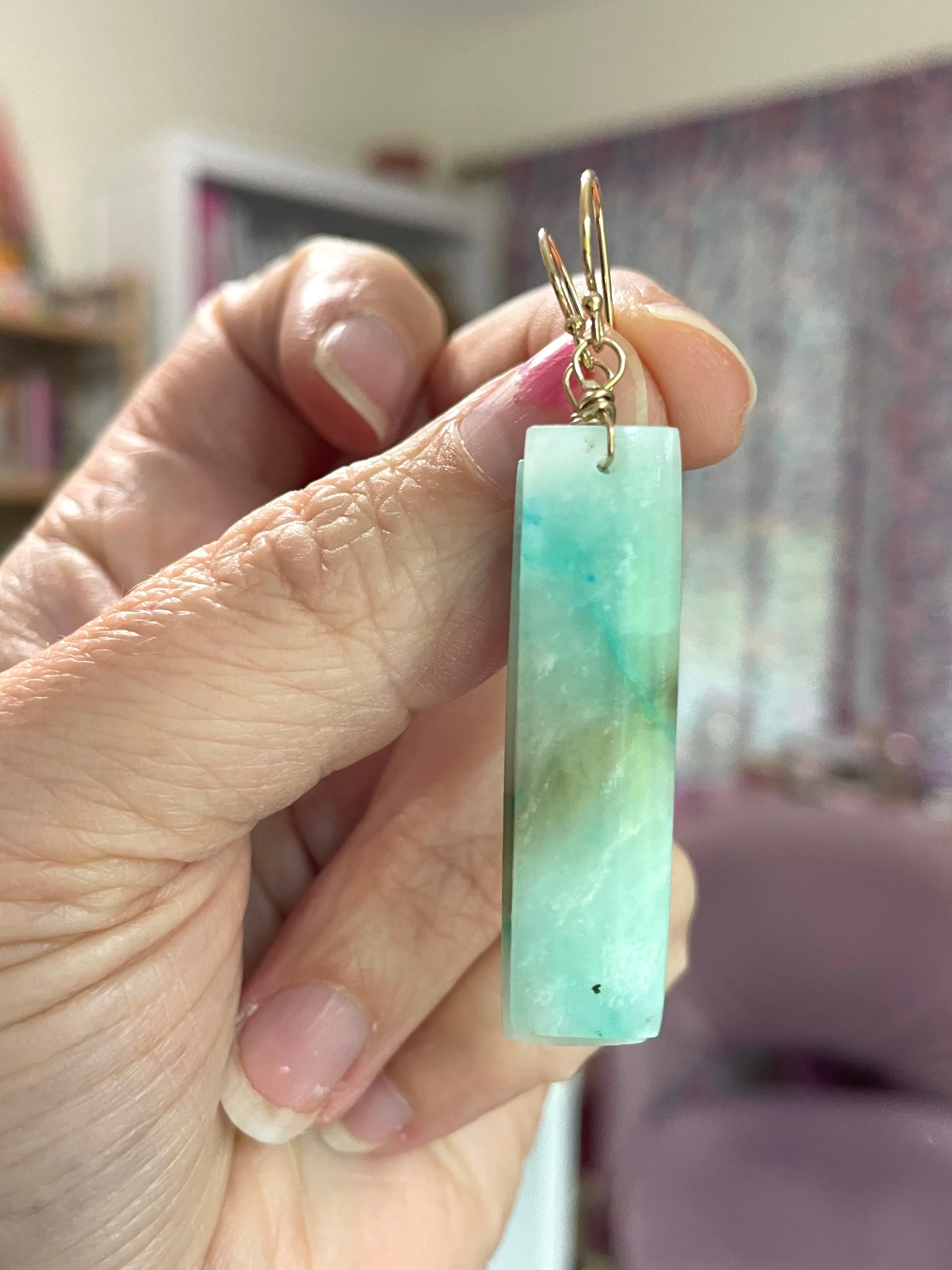 Peruvian Blue Opal Earrings