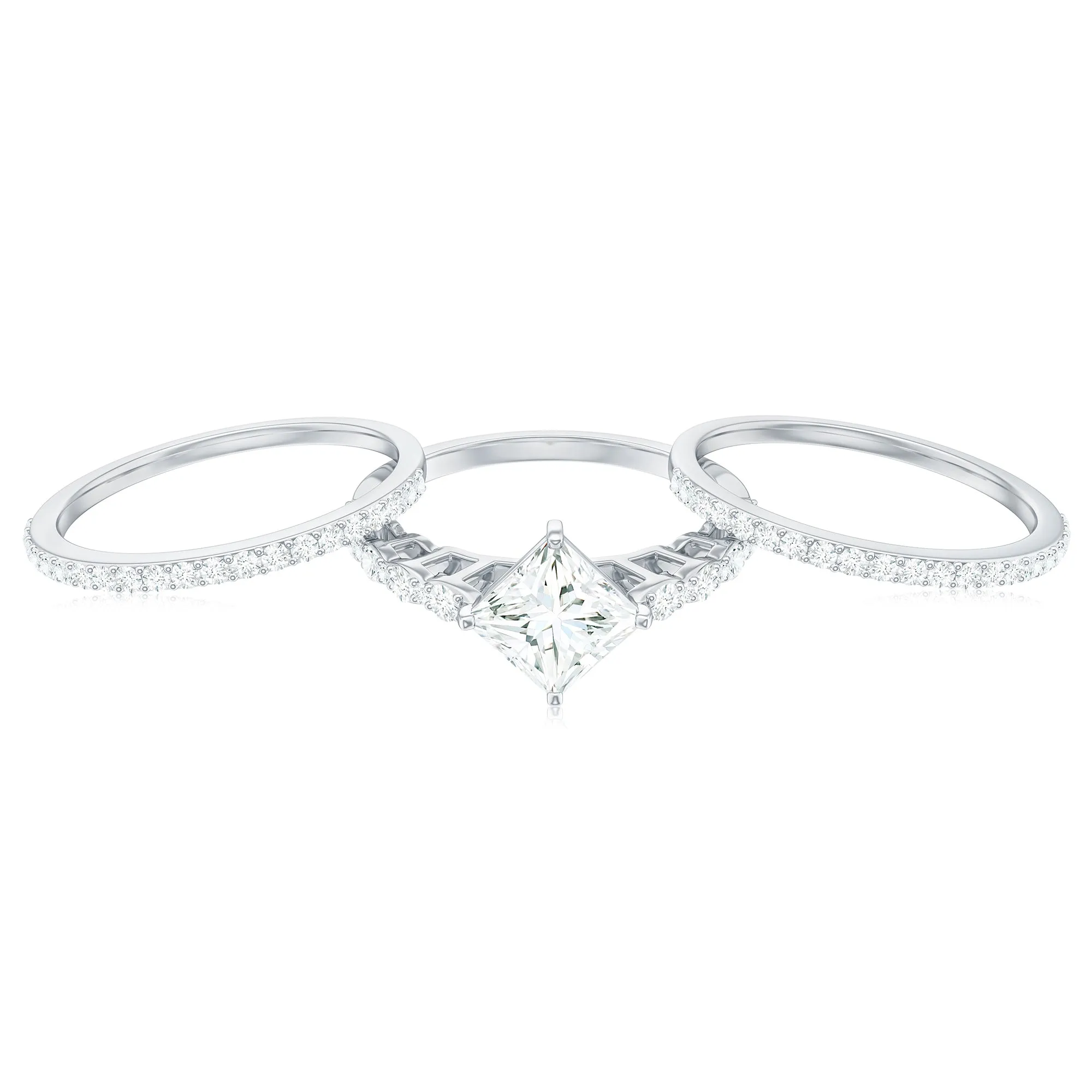 Princess Moissanite Wedding Ring Set