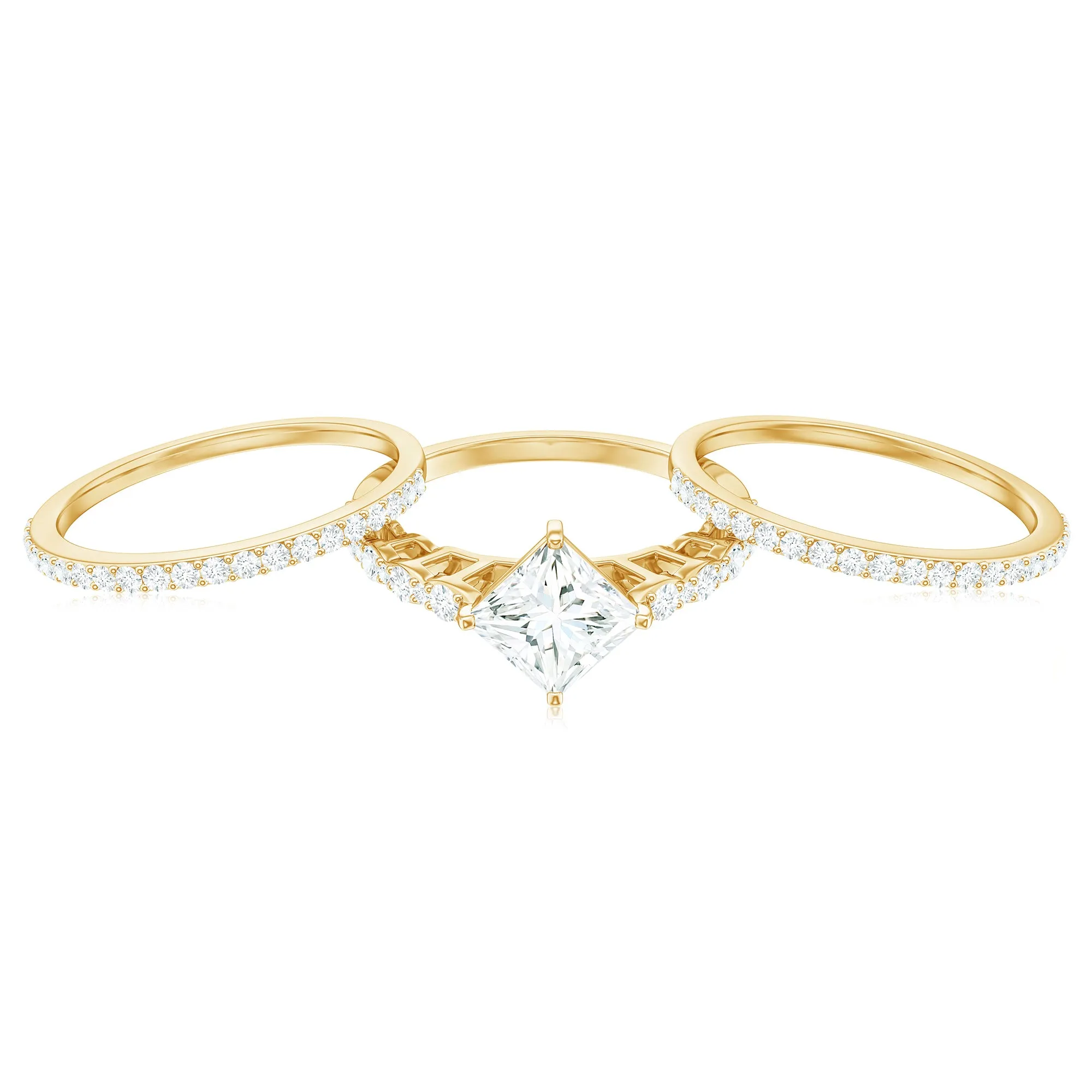 Princess Moissanite Wedding Ring Set