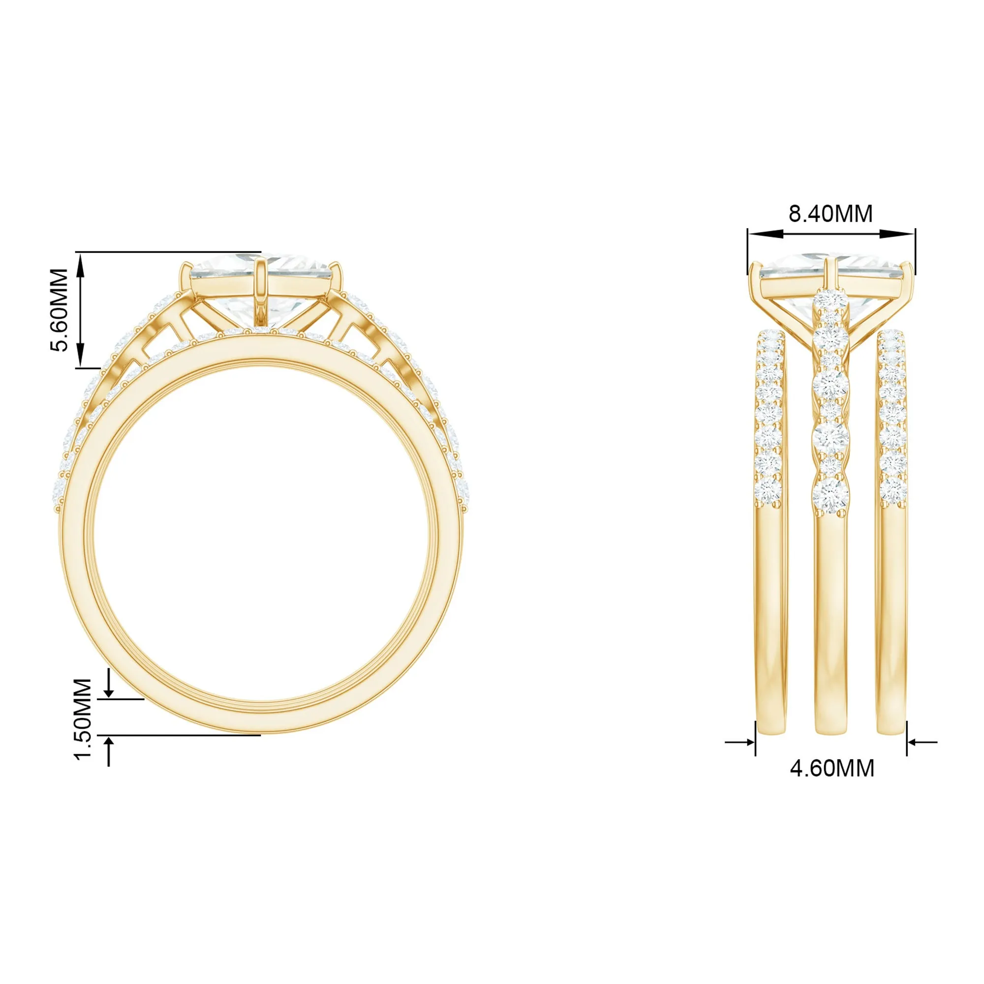 Princess Moissanite Wedding Ring Set