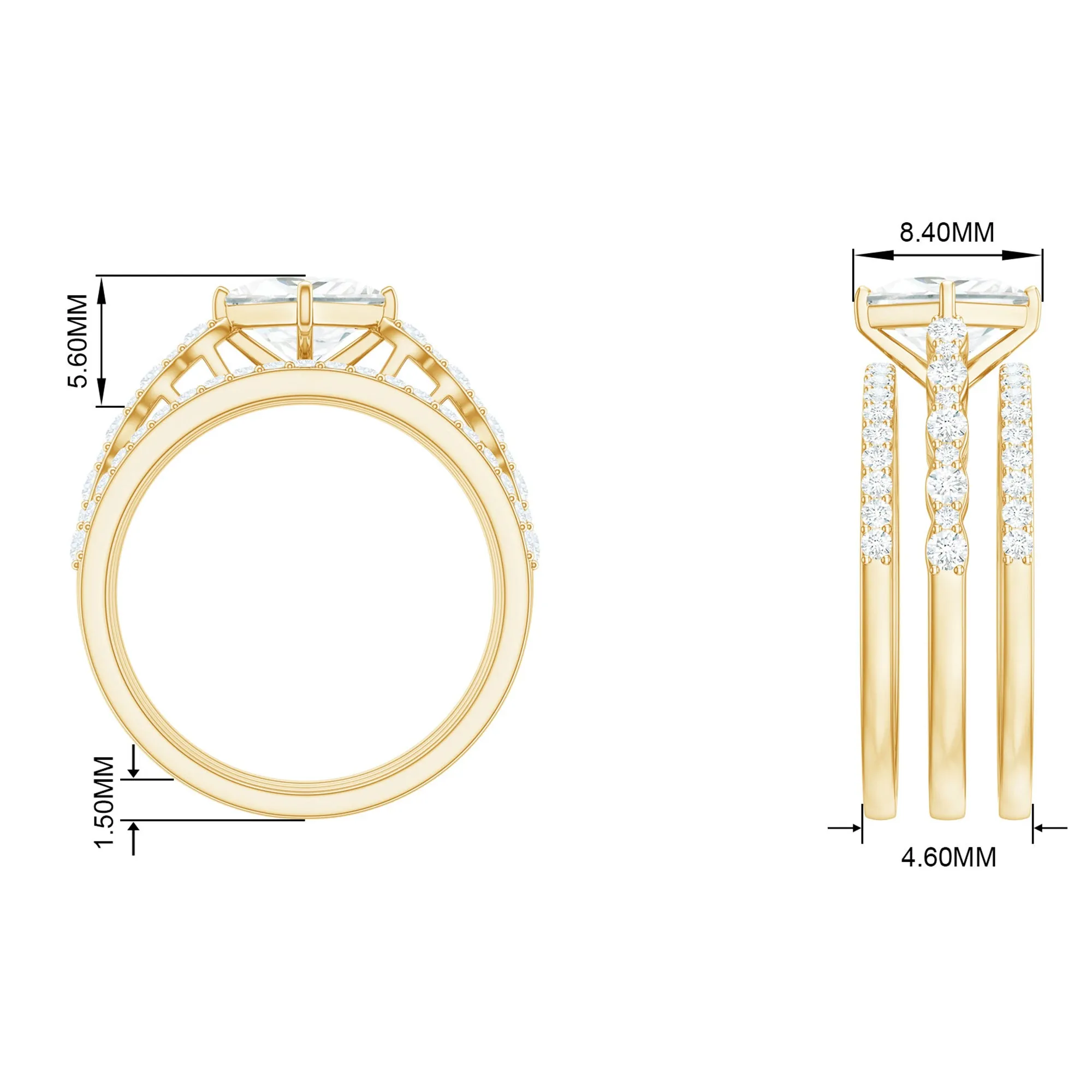 Princess Moissanite Wedding Ring Set