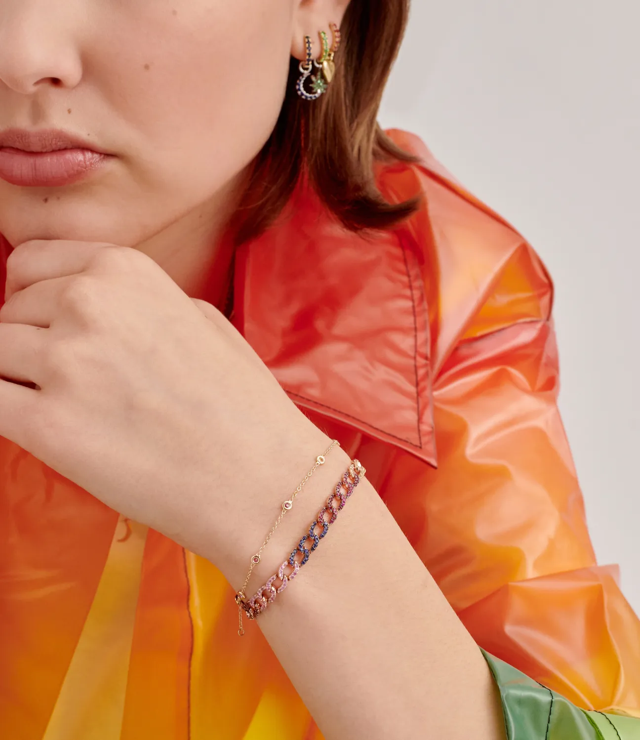 Rainbow Cuban Link Bracelet