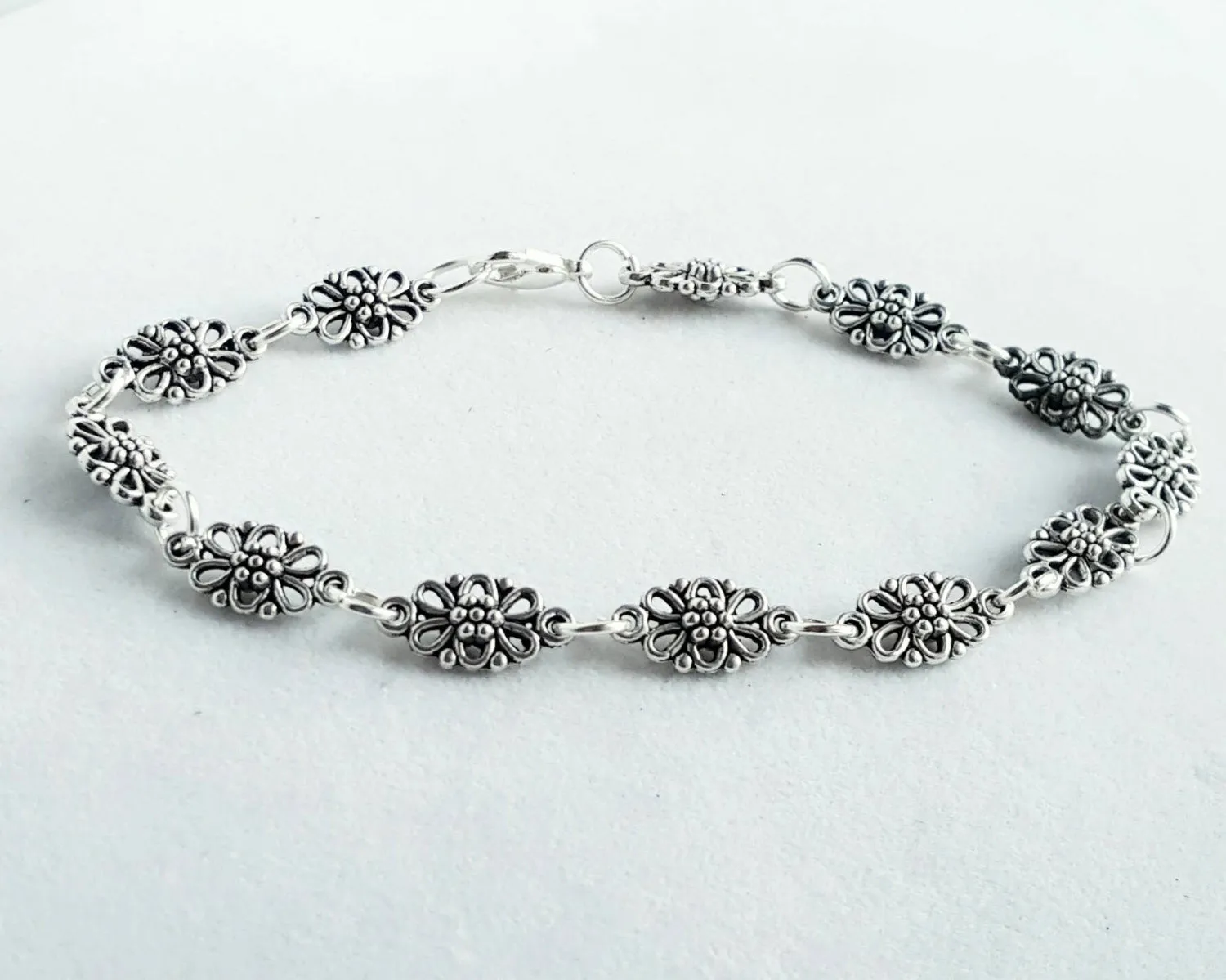 Romantic Silver Anklet Ren Faire Bohemian Festival Jewelry