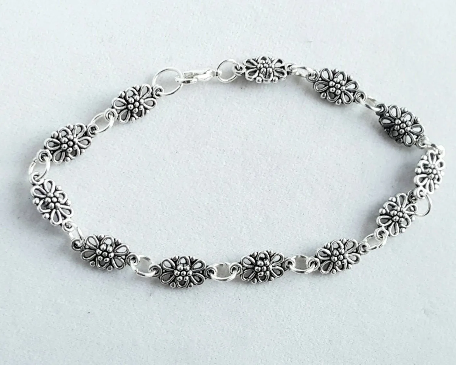 Romantic Silver Anklet Ren Faire Bohemian Festival Jewelry