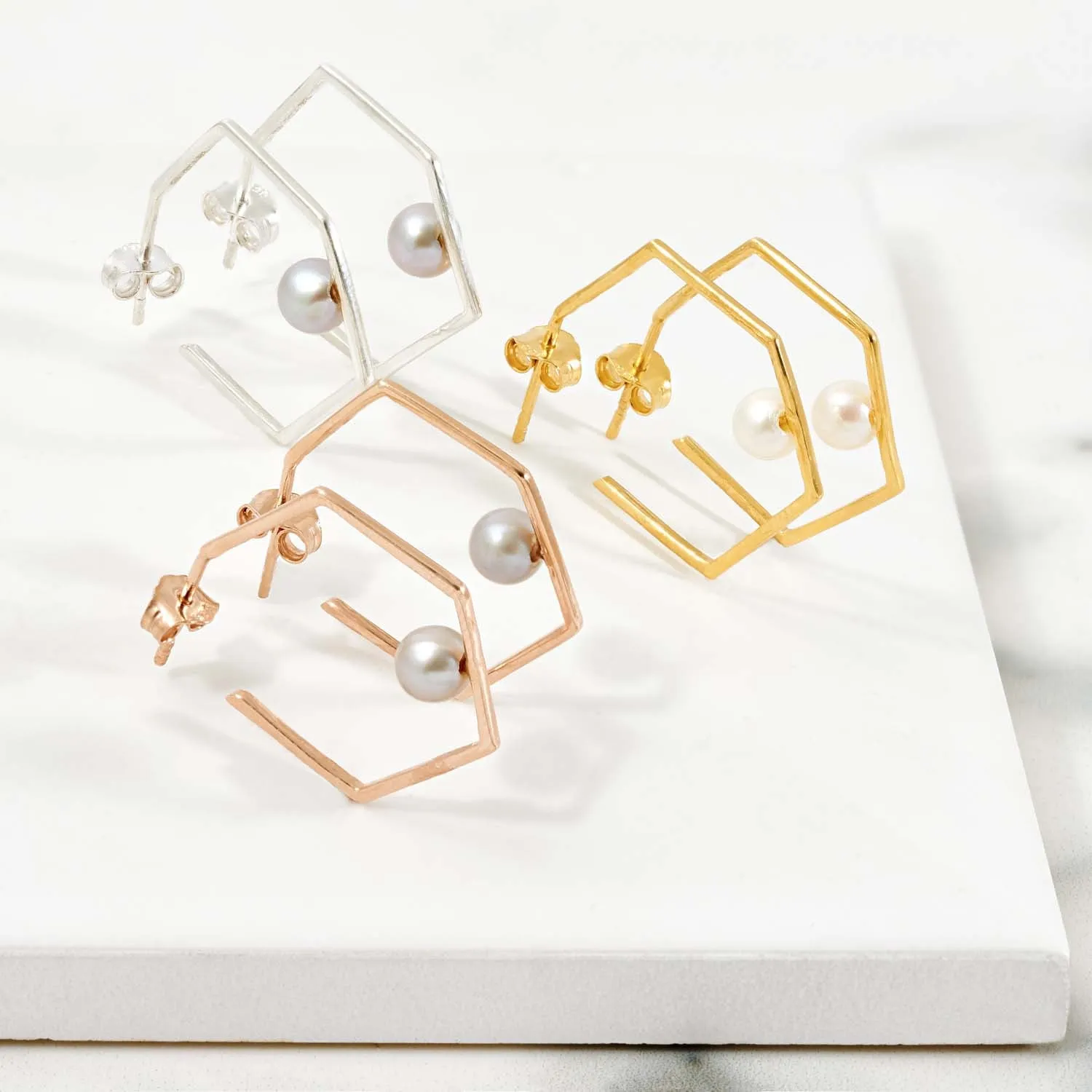 Rose Gold Minerva Pearl Earrings