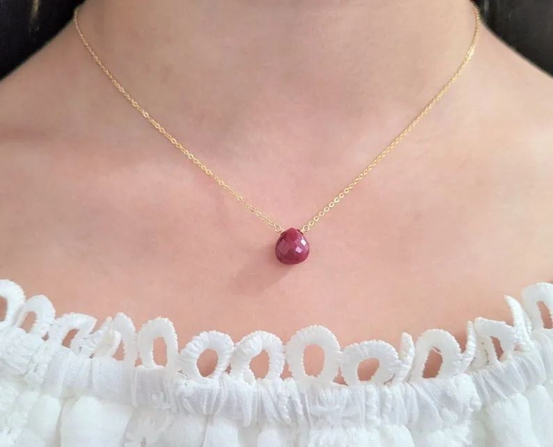Ruby Heart Briolette Necklace