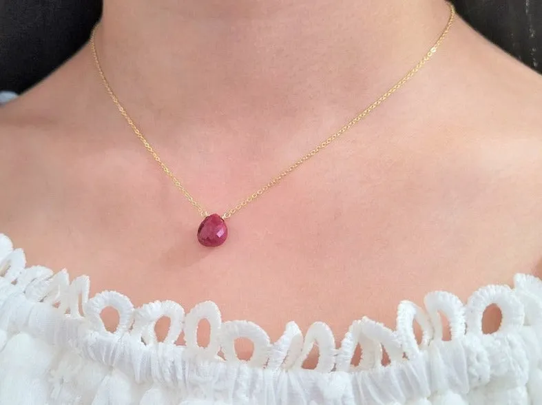 Ruby Heart Briolette Necklace