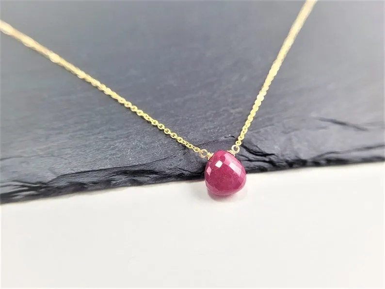 Ruby Heart Briolette Necklace
