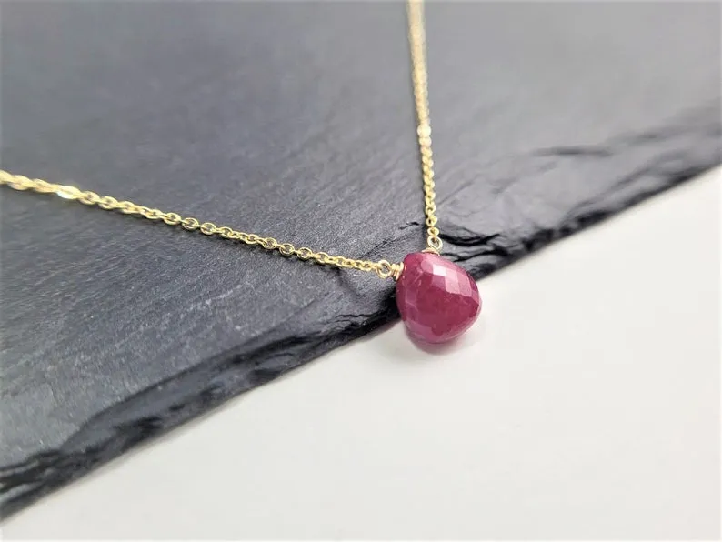 Ruby Heart Briolette Necklace