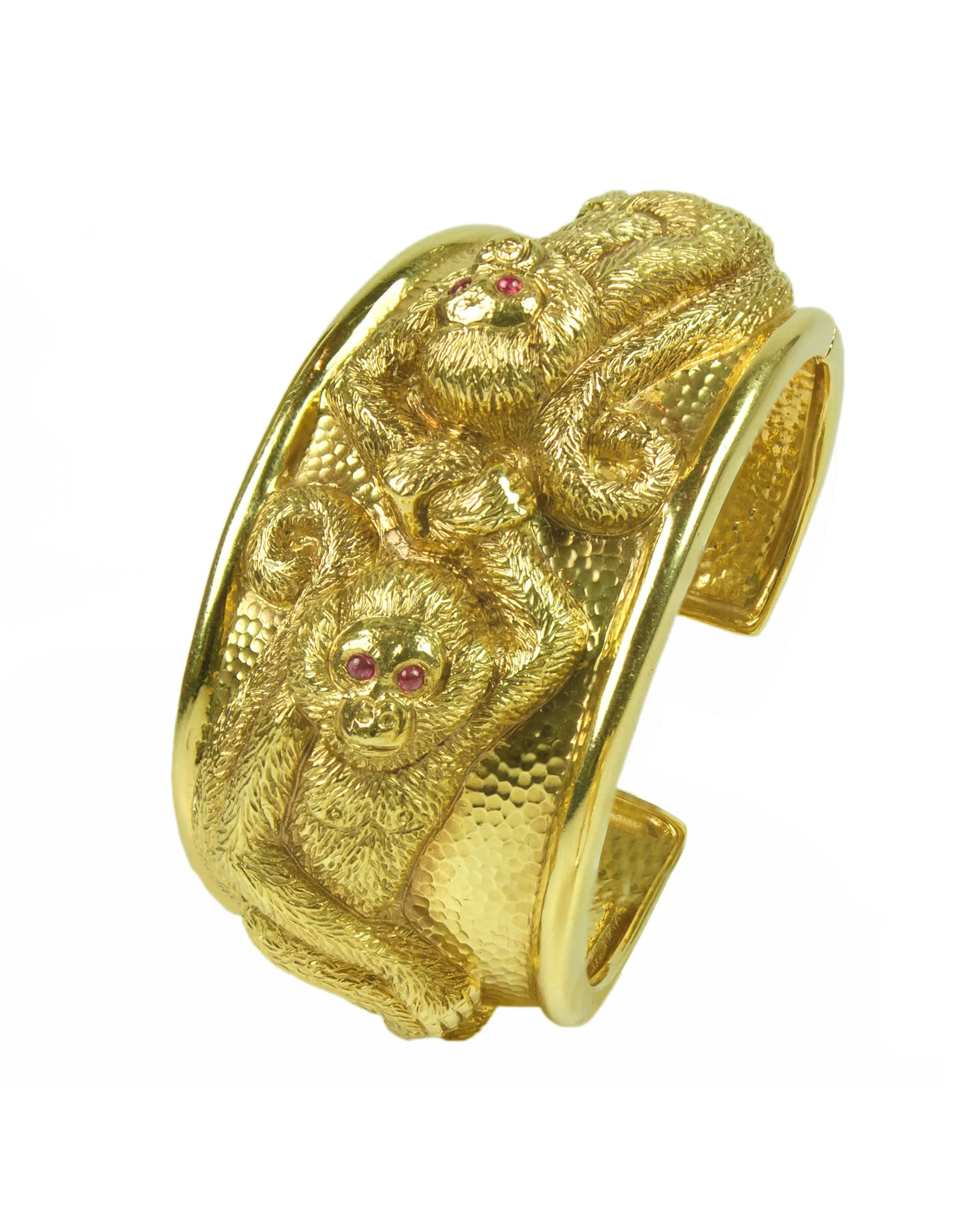 Ruby Repousse Monkey Cuff