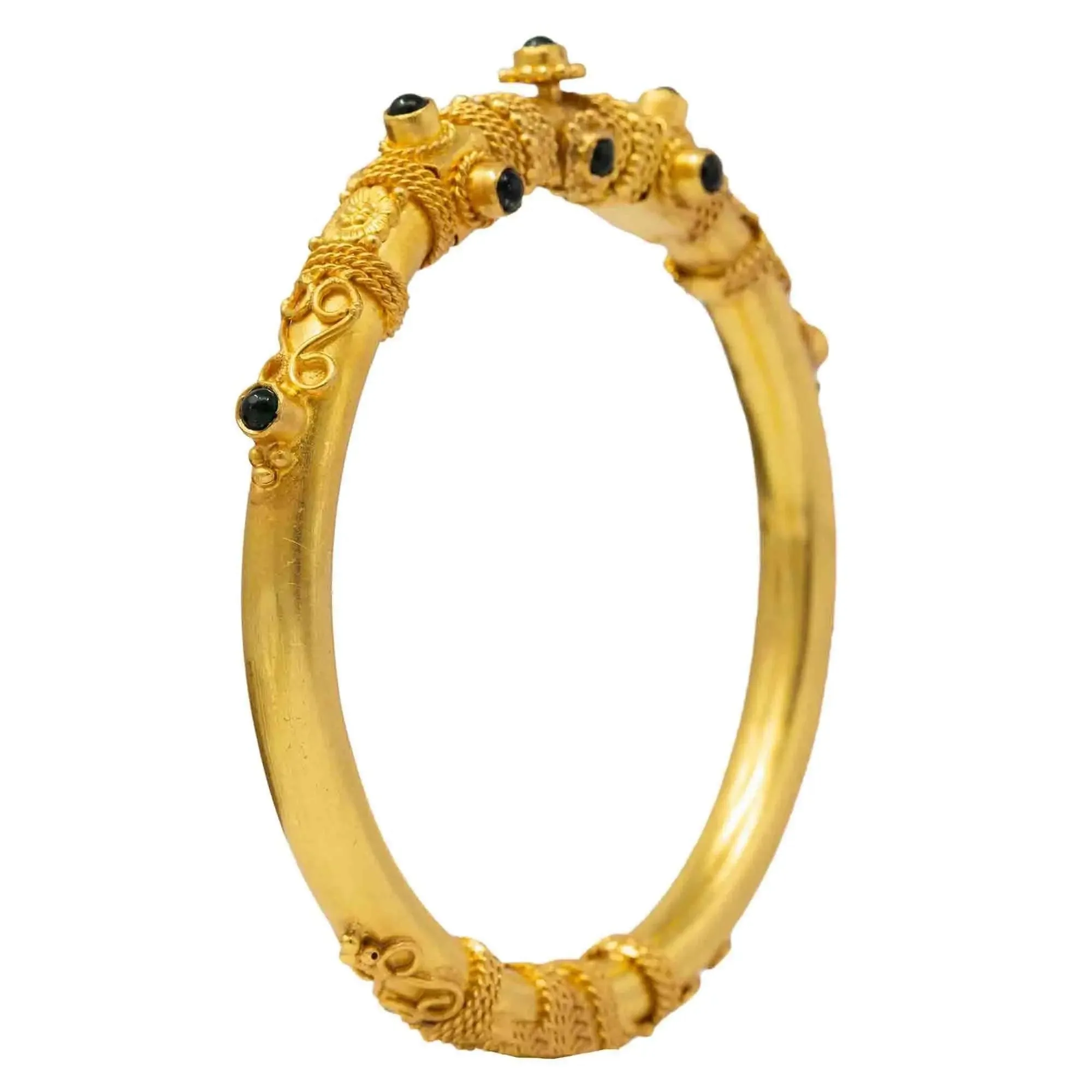 Silver Gold Plated Green Pota Bangle