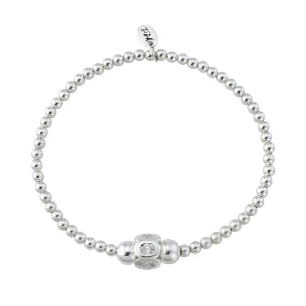 Silver Sparkling Barrell Beaded Bracelet