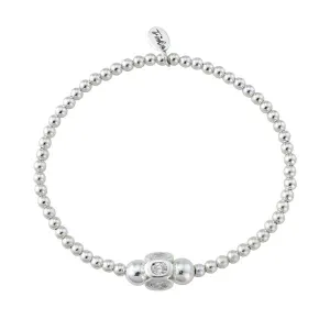 Silver Sparkling Barrell Beaded Bracelet